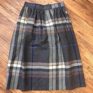 Vintage louben 12 grey plaid wool midi skirt